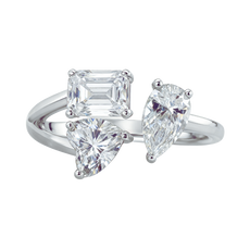 Heart, Emerald & Pear Trio Ring