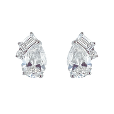 Pear, Round & Emerald Diamond Studs